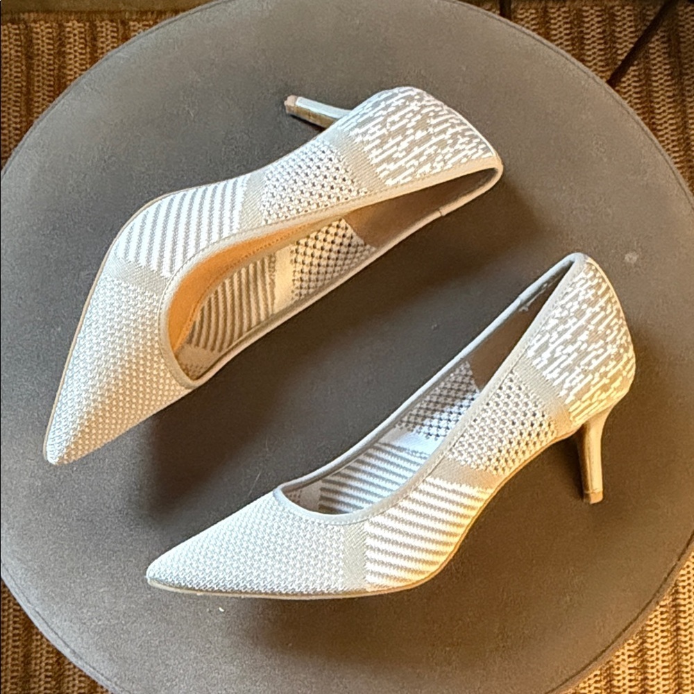 NIC+ZOE White & Grey Mess Womens 9 Heels Chic Business Work - Picture 6 of 8